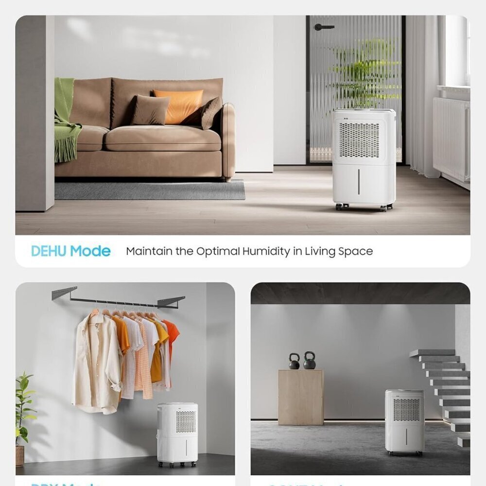 2500 Sq.Ft Dehumidifier for Basement Home, ASAHWo 34 Pints Dehumidifier